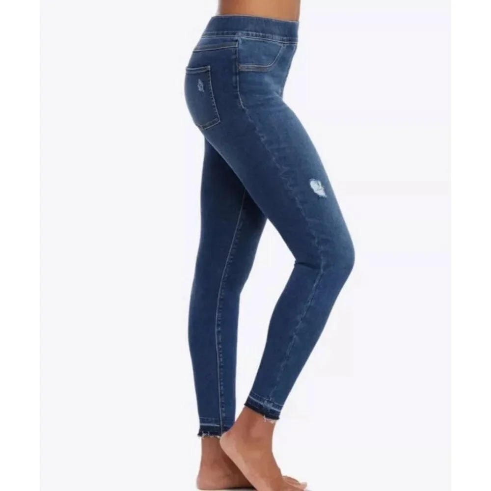 Spanx Distressed Skinny Jeans Shaping Casual Ankle Jegging Womens Medium